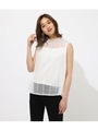 FRILL NECK LACE TOPS/O/WHT1