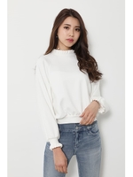 Frill collar sweat TOP/WHT