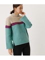HERRINGBONE COLOR BLOCK KNIT/柄MINT5