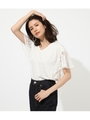 LACE SLEEVE TOP/O/WHT1