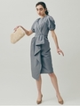 LADYツイルラッフルタイトDRESS/BLU