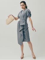 LADYツイルラッフルタイトDRESS/BLU