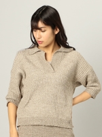 MIXカラー衿付きプルオーバー/KHAKI