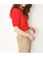 NO COLLAR PUFF SLEEVE TOPS/RED
