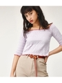 OVER LOCK FRILL TOPS/L/PUR1