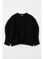 OVERSIZED CABLE ニットプルオーバー/BLK