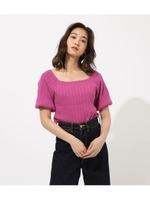 Puff sleeve knit tops/D/PNK3