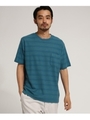 SK 天竺 刺繍 ボーダー 半袖 Tシャツ/ライトブルー(091)