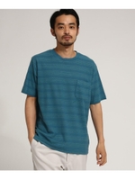 SK 天竺 刺繍 ボーダー 半袖 Tシャツ/ライトブルー(091)