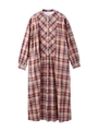 STAND COLLAR PLAID DRESS/ベージュ
