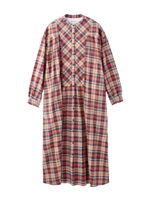 STAND COLLAR PLAID DRESS/ベージュ