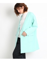 VネックノーカラーフラップポケットBIGコート/ライトグリーン(021)