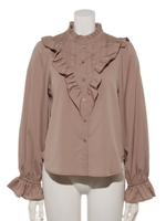 VフリルピンタックBL/モカ