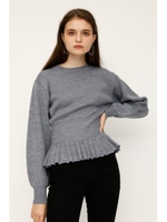 WAIST RIB FLARE TOPS/T.GRY