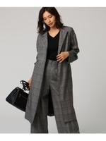 [L]【洗える】ストレッチノーカラーロングコート/ブラック(219)