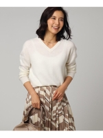 [L]カシミヤVネックニット/オフホワイト(003)