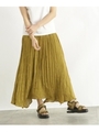 [洗える]ジャカードプリーツスカート/マスタード(233)