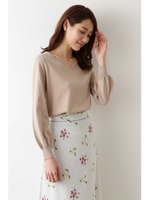 [洗える]ファインハイゲージ ハートネックニット◆/ベージュ(040)