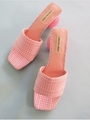 gingham check sandal/pink