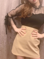 pu leather trapezoid skirt/ベージュ