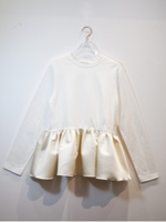 satin peplum longT-shirt/white