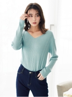 ・RAY CASSIN ガラアミVネックプルオーバー/ミント