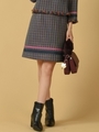 《セットアップ対応》カラフル千鳥チェック裾配色台形ミニスカート/グリーン