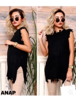 【ANAP】 ダメージノースリニットトップス/ブラック(027)