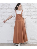 【AULI】 コットンリネンジャンパースカート/キャメル(017)