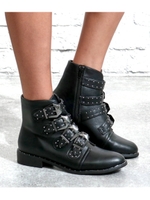 【AnapUSA】スタッズベルト付ショートブーツ/ブラック(027)