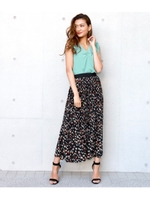 【CHILLE】 カラフルドット柄プリーツスカート/ブラック(027)