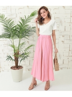 【CHILLE】 シンプルフレアパンツ/ピンク(008)