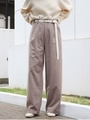 【Ca】ハイウエストタックストレートパンツ/MOC