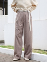 【Ca】ハイウエストタックストレートパンツ/MOC