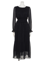 【Je super】シャーリングレースUPドレス/ネイビー