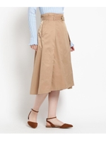 【Lサイズあり/洗える】シャイニーツイルタックスカート/サンドベージュ(053)