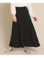 【Lサイズあり】ドットフレアロングスカート/ブラック(119)