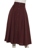 【Rewde】フロントボタンフレアスカート（9R10-067396）/ワイン