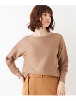 【S-3Lまで】洗える/毛玉になりにくい/ボートネックガーターニット/ベージュ(052)