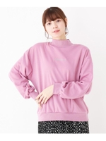【S-L】モックネックフロント刺しゅうプルオーバー/ベビーピンク(071)