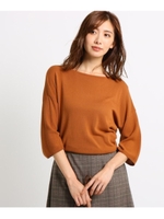 【Sサイズあり　洗える】モダールコットンバックVネックプルオーバー/ブラウン(042)