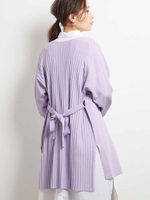 【UVケア】ベルト付きトッパーカーディガン/ラベンダー
