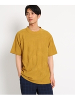 【WEB/一部店舗限定/アロハシャツブランドPINEAPPLE JUICE別注/USAコットン】ジャガード柄Tシャツ/マスタード(033)