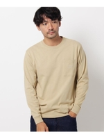 【WEB限定】USAコットンクルーネック胸ポケットロングＴシャツ/ユニセックスでオススメ！！/ベージュ(052)