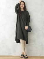 【WEB限定】カットカルゼビックシルエットワンピース/モスグリーン
