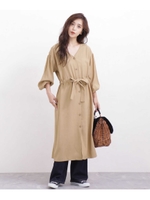 【WEB限定】ノーカラーコート＆ワンピース/ベージュ
