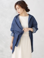【WEB限定】ビックシルエットデニムシャツブラウス/ネイビー