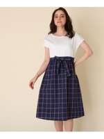 【WEB限定サイズ(S・LL)あり】ウィンドウペンチェック ワンピース/ネイビー(293)