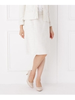 【WEB限定サイズ】ボーダーツイードスカート/ライトベージュ(451)