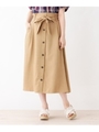 【WEB限定サイズあり】リネンタッチフロントボタンスカート/ライトベージュ(051)